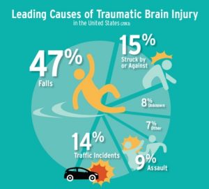 graphic of the percentages of leading causes of TBI