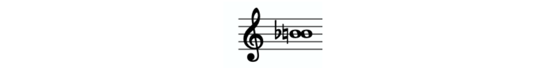 A treble clef on a staff is shown. There are two accidentals, a flat and a natural, before two Bs.