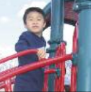 School-ager climbing up the steps