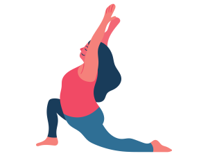 Women in a low-lunge yoga pose