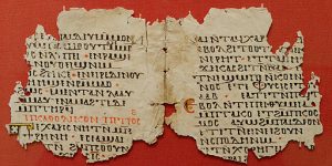 Extract of the second letter of St Paul to the Corinthians (2 Cor 6:5–7), and of the second letter of St Peter (2 Peter 2, 4–5, and 7–9). Fragmentary double-page from a liturgical codex from the White Monastery in Sohag. 639 CE