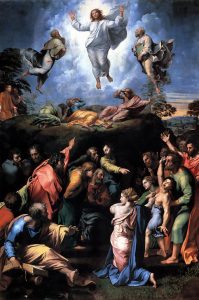 1516-20, Transfiguration, by Raphael, 1520, unfinished at his death. (Pinacoteca Vaticana)