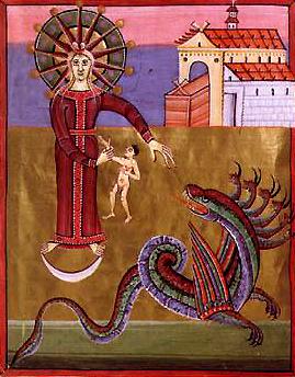 The Woman and the dragon Datecirca 1000 Source Deutsch: Bamberger Apokalypse