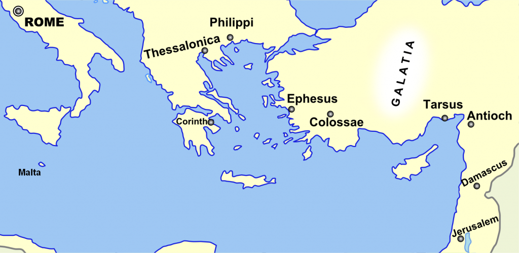 Geographic map of Europe during Paul of Tarsus' times