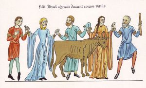 Dance around the golden calf, Herrad of Landsberg c. 1180