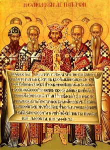 Symbolum Nicaeno-Constantinopolitanum. Icon depicting the First Council of Nicaea.
