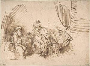 1650–55, Pen and brown ink, heightened with white gouache, Nathan Admonishing David, drawing, Rembrandt (Rembrandt van Rijn)