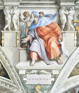 Ezekiel on the ceiling of the Sistine Chapel in the Vatican between 1508 to 1512, Michelangelo