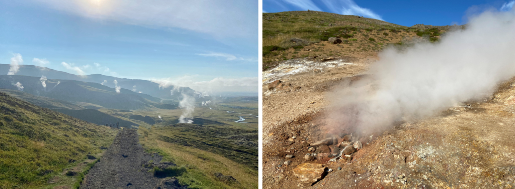 Photographs of steam vents/fumaroles as described in the figure caption.