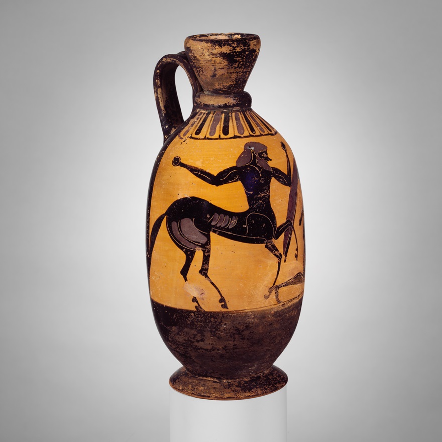 Ancient Greek pottery decorated with image of centaur